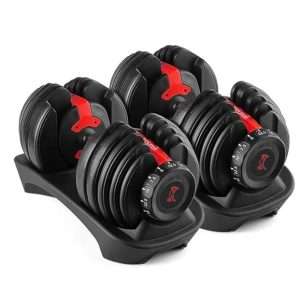 Cockatoo ADB-01 2.5 KG- 24 Kg Adjustable Dumbbell Set, Home Workout Gym Equipment Men and Women, Quick One-Second Adjustment 15-IN-1 Dumbbell Dumbbells Set For Home Gym(1 Year Warranty) (24 Kg, Red)
